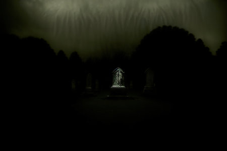 A Black And White Photo Of A Statue In The Dark. Generative AIの素材