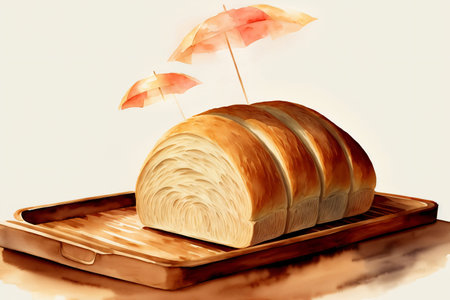 A Loaf Of Bread Sitting On Top Of A Tray. Generative AIの素材