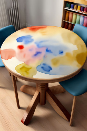 A Table That Has Some Chairs Around It. Generative AIの素材