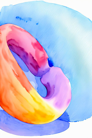 A Painting Of A Rainbow Colored Object On A White Background. Generative AIの素材