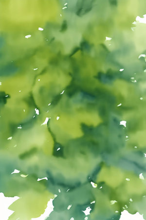 A Painting Of Green Leaves On A White Background. Generative AIの素材