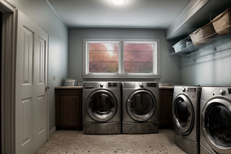 A Washer And Dryer In A Small Room. Generative AIの素材