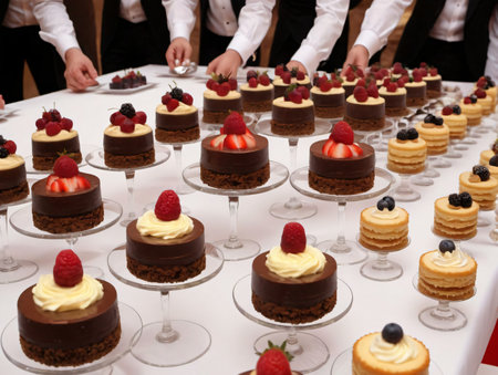 A Table Topped With Lots Of Cakes And Desserts. Generative AIの素材