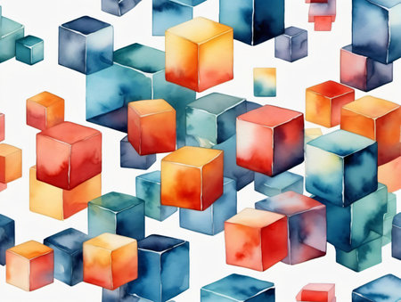 A Pattern Of Colorful Cubes On A White Background. Generative AIの素材