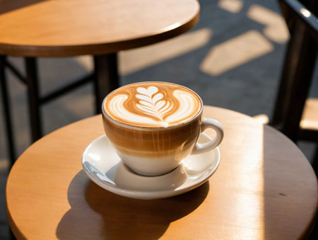 A Cup Of Coffee Sitting On Top Of A Saucer. Generative AIの素材