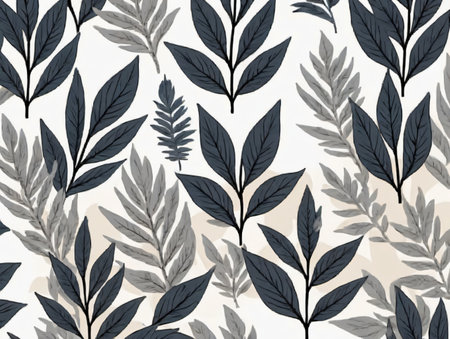A Pattern Of Leaves On A White Background. Generative AIの素材