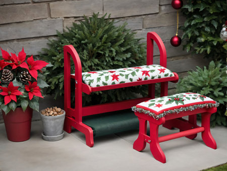 A Red Bench. Generative AIの素材