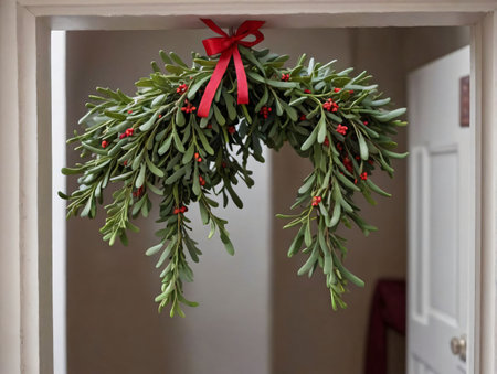 A Wreath Hanging On The Door. Generative AIの素材