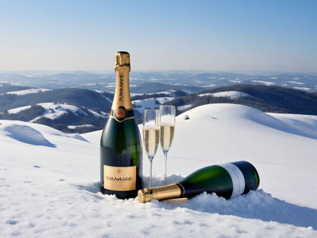 A Bottle Of Champagne. Generative AIの素材
