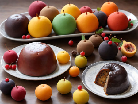 A Plate Of Fruit And Chocolate On A Table. Generative AIの素材