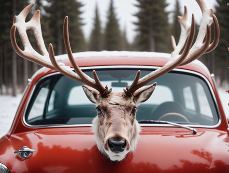 A Deer With Ants On Its Head. Generative AIの素材