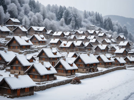 Snow On The Roof. Generative AIの素材