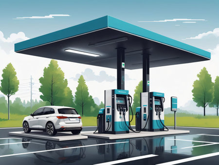 A Gas Station. Generative AIの素材
