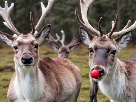 Two Deers With Ants On Their Heads. Generative AIの素材
