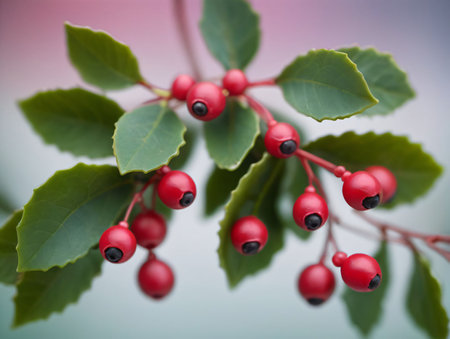 Holly With Berries. Generative AIの素材