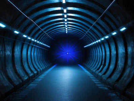 A Dark Tunnel With Light At The End. Generative AIの素材