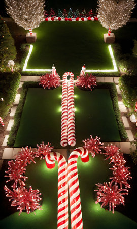 A Christmas Tree With Candy Canes And Candy Canes. Generative AIの素材
