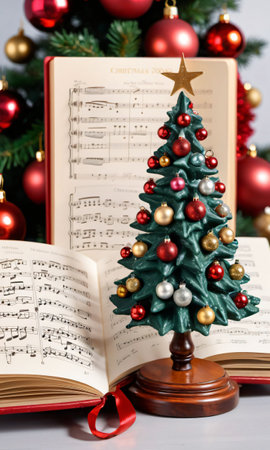Christmas Tree With Music Notes And Christmas Tree. Generative AIの素材