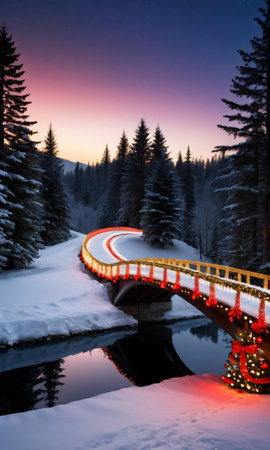 A Bridge Over A River. Generative AIの素材