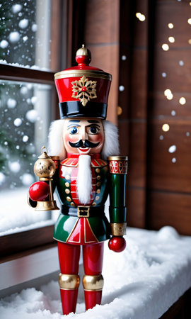 A Toy Soldier Standing On A Window Sie. Generative AIの素材