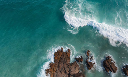 Top View Of Ocean Seawater. Generative AIの素材