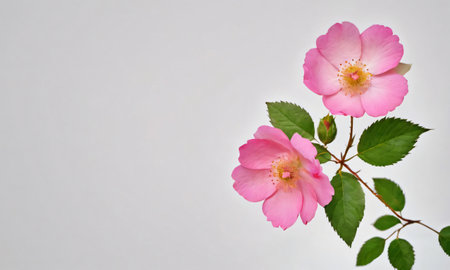 Wild Rose Pink Flower Isolated On White. Generative AIの素材