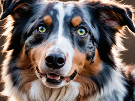 Photo Of Australian Shepherd With Vibrant Eyes. Generative AIの素材