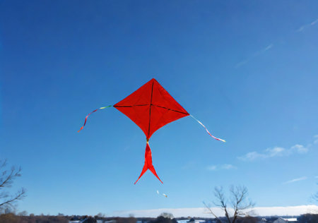 A Christmas-Themed Kite In A Clear Winter Sky, At Noon. Generative AIの素材