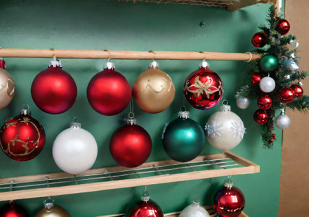 Christmas Ornaments Drying On A Rack, In A Crafting Room. Generative AIの素材