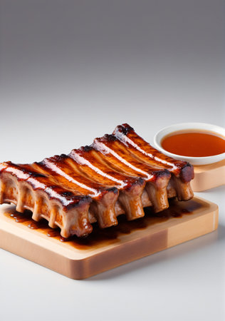 Grilled Pork Ribs Isolated On A White Background. Generative AIの素材