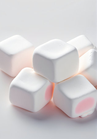 Marshmallows Isolated On A White Background. Generative AIの素材