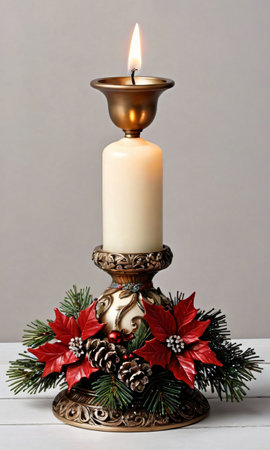 Photo Of Christmas Ornate Christmas Candle Holde. Generative AIの素材