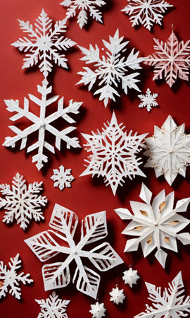 Photo Of Christmas Handmade Paper Snowflake. Generative AIの素材