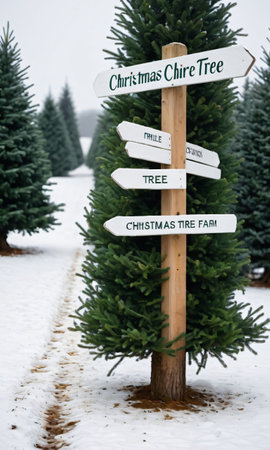 Photo Of Christmas Christmas Tree Farm Signpos. Generative AIの素材