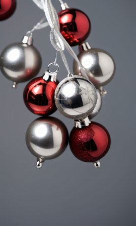 Photo Of Christmas Jingle Bells On A Silver Strin. Generative AIの素材