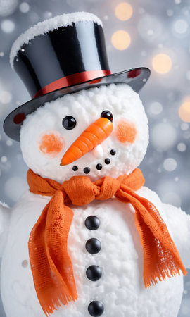 Photo Of Christmas Snowman With A Carrot Nos. Generative AIの素材