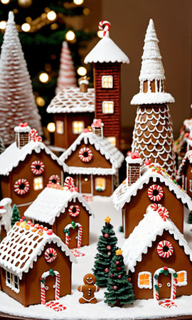 Photo Of Christmas Gingerbread Village Displa. Generative AIの素材
