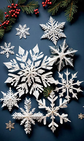 Photo Of Christmas Handmade Paper Snowflake. Generative AIの素材
