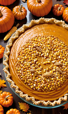 Thanksgiving Pumpkin And Corn Kernel Thanksgiving Pi. Generative AIの素材