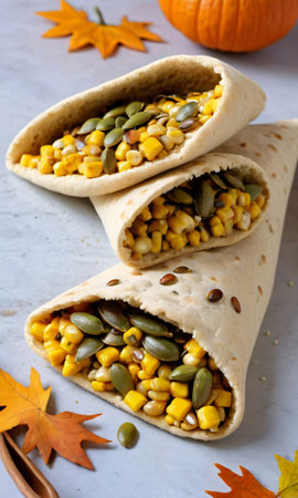 Thanksgiving Corn And Pumpkin Seed Pita Brea. Generative AIの素材