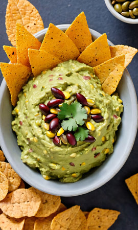 Thanksgiving Corn And Pumpkin Seed Guacamol. Generative AIの素材