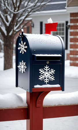 Photo Of Christmas Snowflakes Adorning A Mailbo. Generative AIの素材