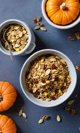 Thanksgiving Corn And Pumpkin Seed Granol. Generative AIの素材