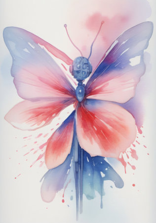 A Watercolor Painting Of A Butterfly. Generative AIの素材