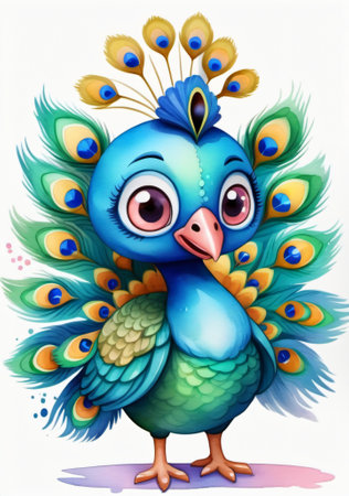 A Cute Blue Bird With Colorful Feathers. Generative AIの素材