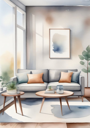 A Living Room With A Couch. Generative AIの素材