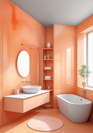 A Bathroom With A Bathtub And A Sink. Generative AIの素材