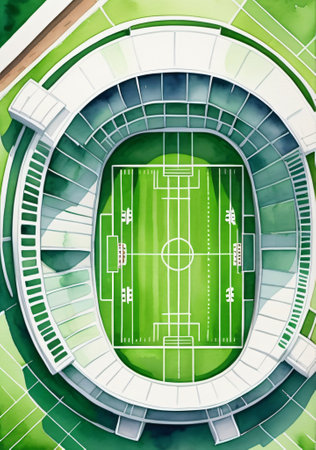 A Watercolor Painting Of A Soccer Stadium. Generative AIの素材