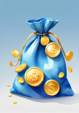 A Bag Full Of Gold Coins. Generative AIの素材