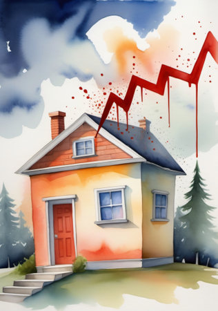A House With A Red Arrow On The Roof And A Red Arrow On The Roof. Generative AIの素材